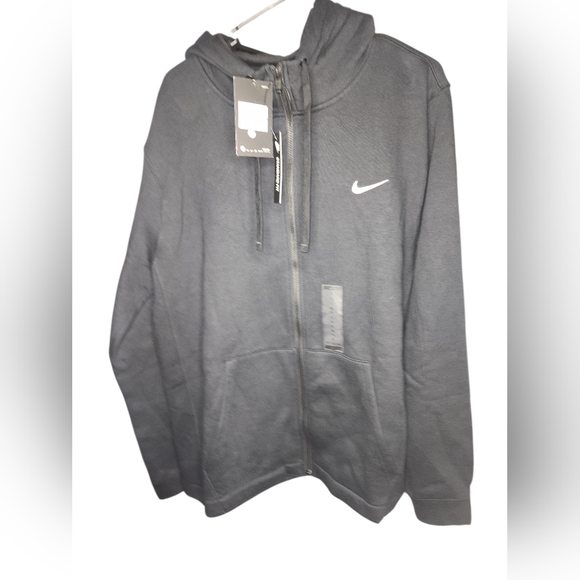 Mens XL Nike Club Fleece Hoodie Full Zip In Black NWT - Picture 2 of 9